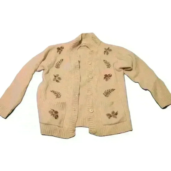 Tulchan Sweaters - Elegant Beige Embroidered Cardigan